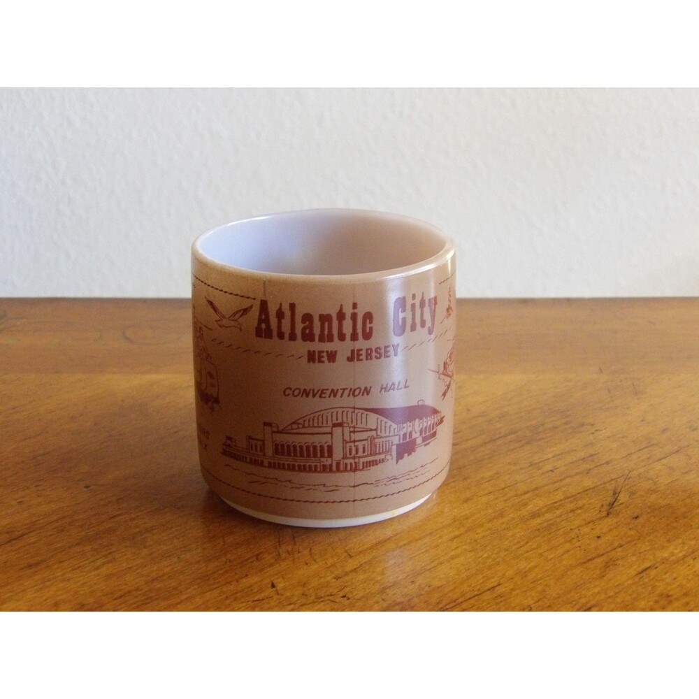 Vtg Milk Federal Glass Atlantic City Coffee Mug Cup New Jersey Roller Chairs